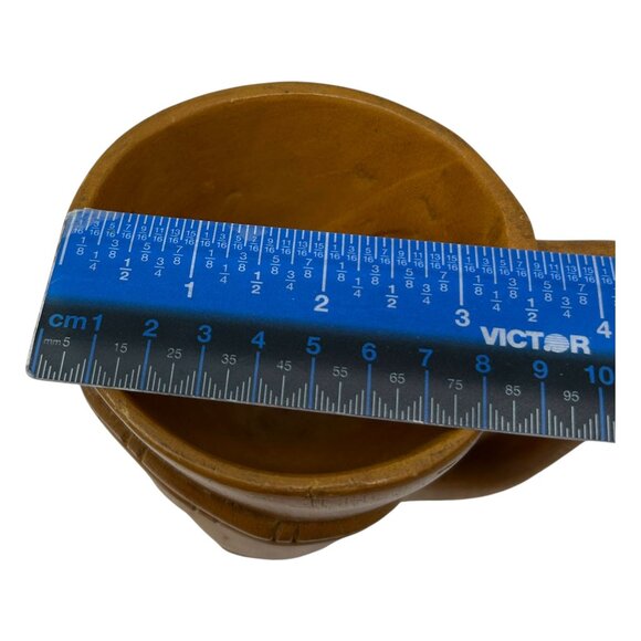 Vintage Hand Carved Mug Cup Wooden Wood Art Deco Woman Head Face 4.25" Tall - Picture 12 of 12